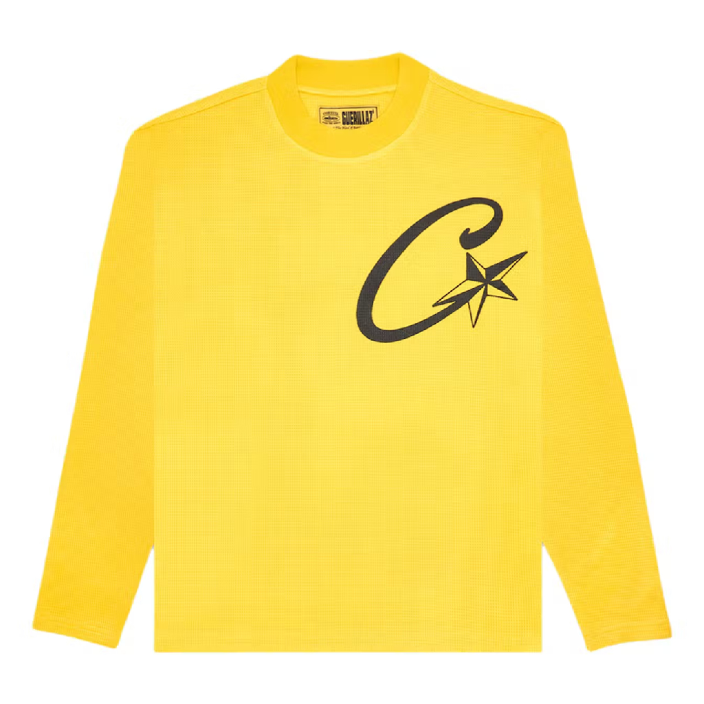 Corteiz-C-Starz-Waffle-LS-Sweatshirt-Yellow