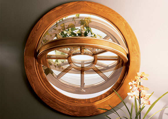 round timber window